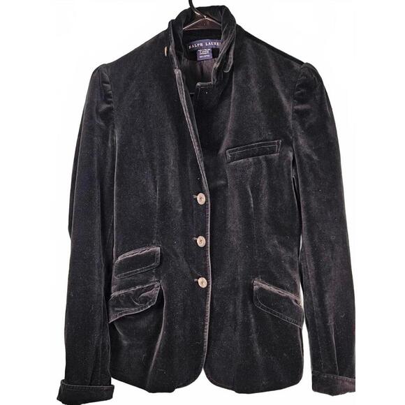 Ralph Lauren Women's Blue Label Velvet Blazer Jacket Size 8 - Picture 1 of 13
